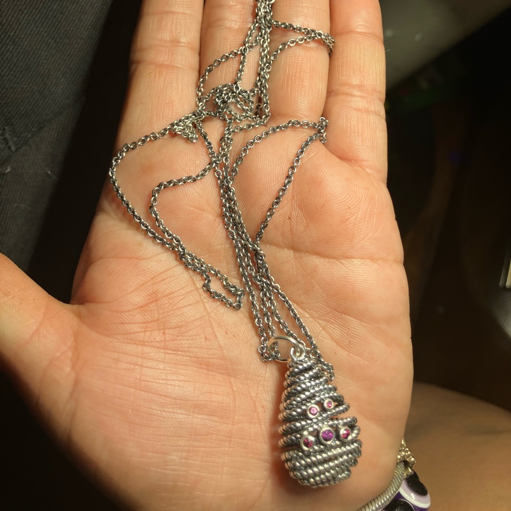 Elegant Silver Necklace with Pink Accents